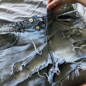 Distressed Light Wash Jean Shorts